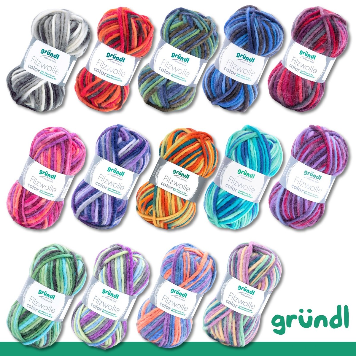Gründl x 50 g Filzwolle Color Stricken Schurwolle Filzschuhe