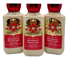 Bath & Body Works LOT of 3 Strawberry Pound Cake Body Lotion Cream Daily 8 oz