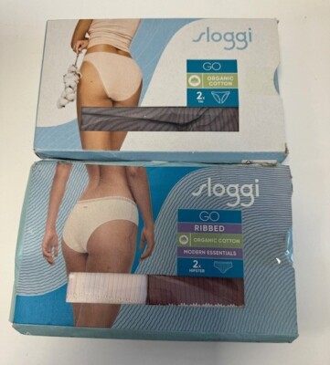 Bundle of Sloggi Women;s Organic Cotton Hip/Tai Briefs, Multicoloured, M, New