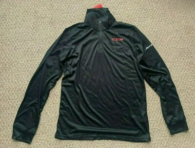 CCM Jetspeed Hockey Training Tech 1/4 Zip! Black T7530 Long Sleeve Ice Roller