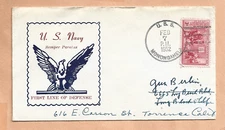 U.S.S. MONONGAHELA FEB 7,1952 FIRST LINE OF DEFENSE  NAVAL COVER