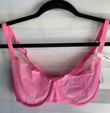 Smoothez by Aerie Bra Balconette Sheer Mesh Unlined Underwire Pink 34DD NWT