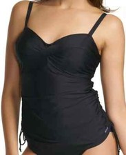 Fantasie Versailles Tankini Top Black 32D Ruched Underwired Bra Adjustable 5751