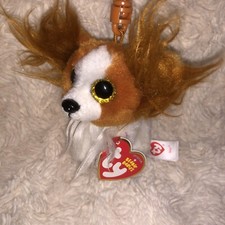 TY Beanie Baby 4" BARKS the Dog Key Clip Velve Plush Collectible Toy