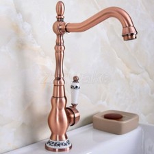 Red Copper Brass Single Hole Bathroom Sink Faucet One Handle Mixer Tap znf640