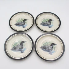 4 Loon Lake Folk Craft Stone Ware Scotty Z Salad Small Plates