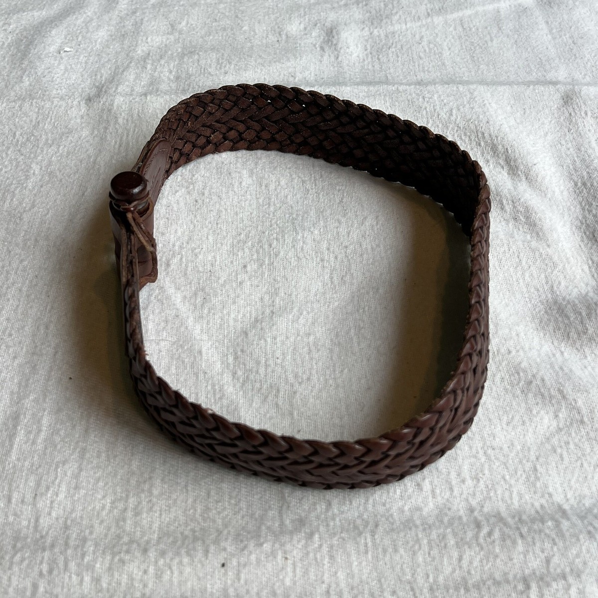 Ralph Lauren Vintage Belt Brown Braided Leather Wood Peg  display picture 2