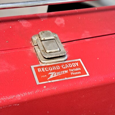 Zenith 1970's Record Album Caddy - Red -Vintage Used - HOLDS 20 RECORDS!