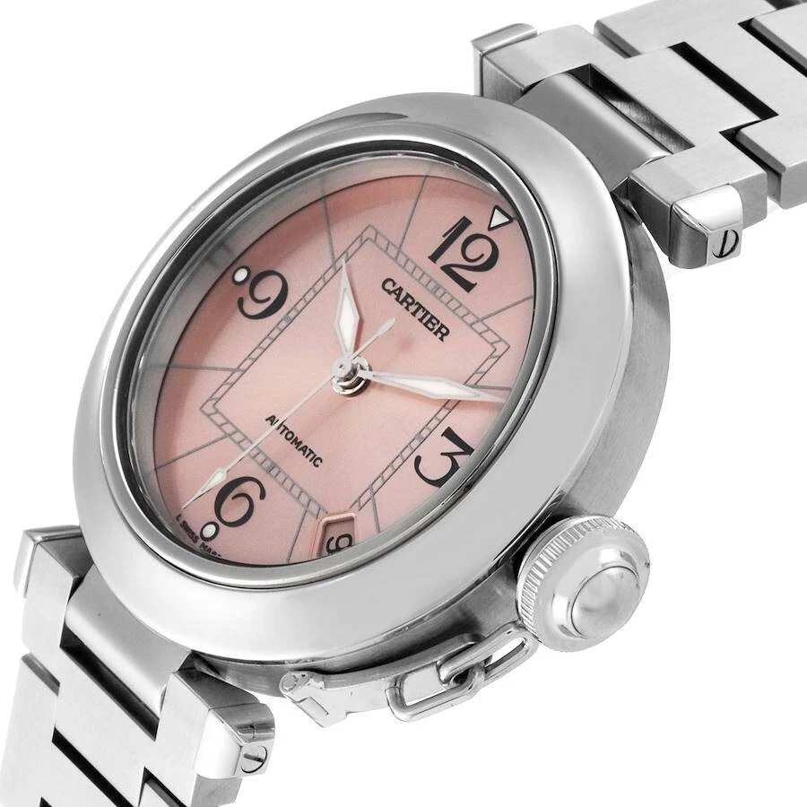 Cartier Pasha Rose Automático Fecha Grande 35mm Rosa Esfera Salomon #2475 Acero Como Nuevo Foto 2 de 4