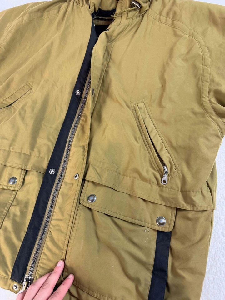 Chaqueta de esquí Obermeyer para hombre edición limitada forrada con capucha cremallera completa marrón a presión XL Foto 3 de 4