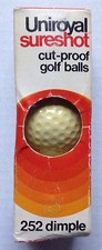1970s UNIROYAL SURESHOT 1 GOLF BALL SLEEVE, THREE 3 GOLF BALLS, VINTAGE