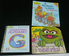 3 OLDER SESAME STREET ABC, ALPHABET BOOKS, ILLUSTRATED, GROVER, OSCAR  