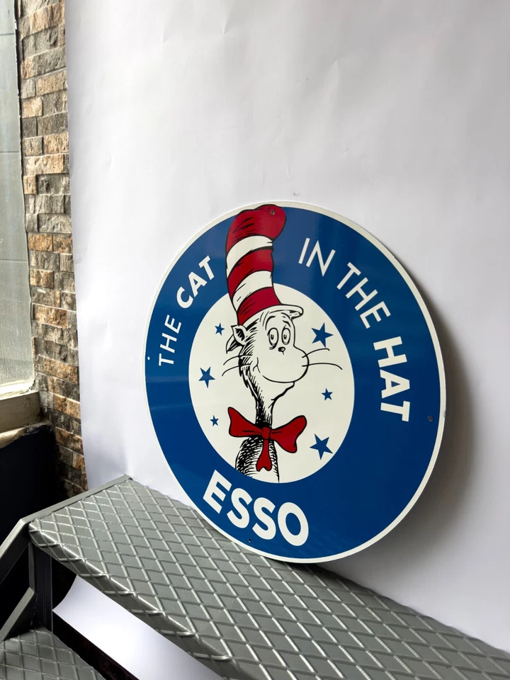 Vintage ESSO ”The Cat in the Hat” Rare Dr. Seuss Heavy Metal Sign - 19.7" (50cm) - Image 4 of 4