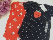 CARTER'S BODYSUITS LOT X 2 STRAWBERRY FLORAL NEW WITH TAGS 12 MONTHS LAYER 