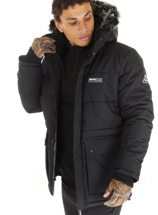 Bench Mens Koufax Padded Parka Black | eBay UK