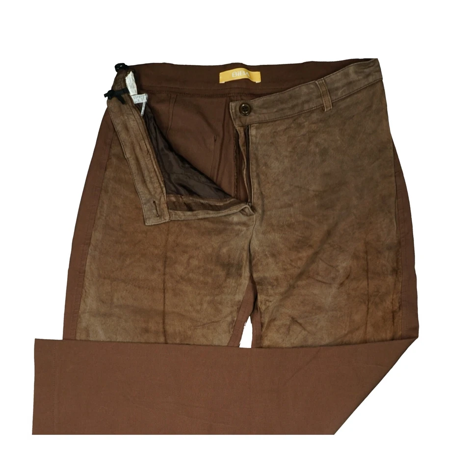 BIBA Damen Jeans Hose mid Rise Gr. 40 L W30 L30 vorne-Leder, hinten-Stoff braun - Bild 3 von 4