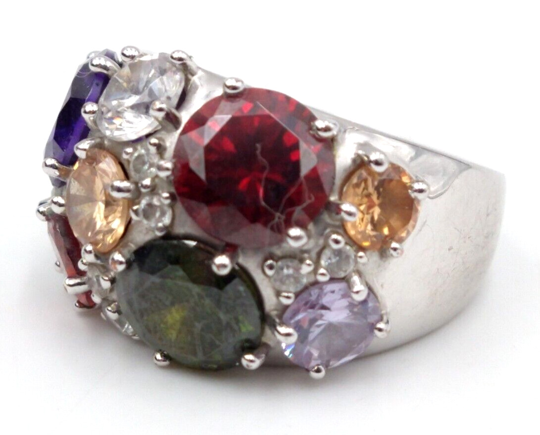 NVC Womens STATEMENT Cocktail Ring Multicolor Gla… - image 2