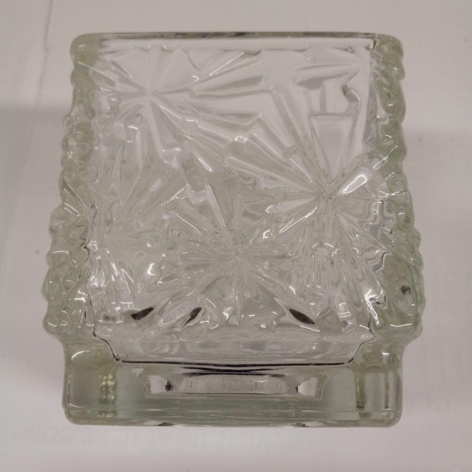 Vintage Avon Clear Glass Square Candle Holder 4 Inch x 3.5 Inch