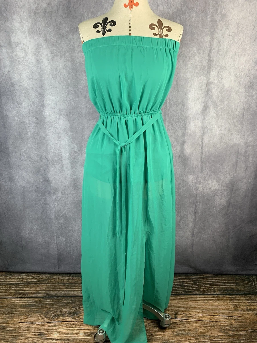 Forever 21 Women Chiffon Green Off The Shoulder Long Maxi Dress Size M  Lined | eBay