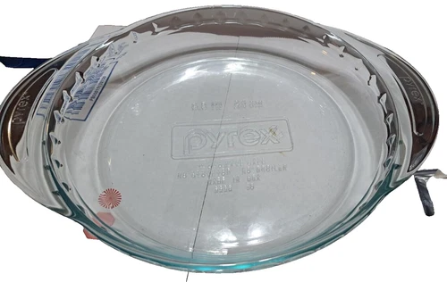 Vintage Pyrex # 229 Clear Glass Deep Dish 9.5" Scalloped Fluted Edge Pie Plate