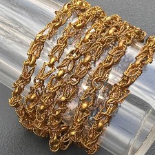 Vintage Byzantine Style Handmade Gold Gilt Long Chain Necklace . 49 1/2" L