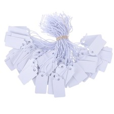 200 Piece Small Tags with Elastic String White Hang 1.02 x 0.51 inches,