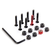 2Set Skateboard Hardware Kit 25mm Mounting Screws Nuts Set Spanner, Black  Red