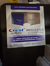 Crest 3D White Brilliance 2 Step Kit Toothpaste 4oz + Whitening Gel 2.3oz (C7)