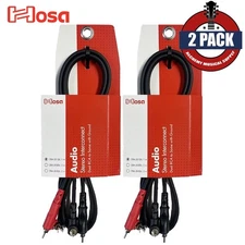 2-PACK Hosa CRA-201DJ Stereo Interconnect Dual RCA to RCA Right-angle Cable  1M