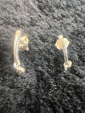 925 Sterling Silver Bar And Dangling Ball Earrings Pushback/ Stud/ Dangle 664 