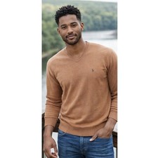 Polo Ralph Lauren Mens V Neck Sweater Camel Brown Cotton Blend Size XL