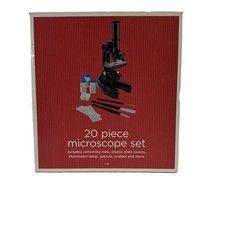 20 Piece Microscope Set w/ Slides Vials Tools Educational Science Kit /Open Box