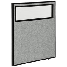36-1/4"W x 42"H Office Partition Panel with Partial Window Gray