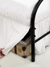 Wrap Around Bed Skirts with Split Corners Ivory Queen 21 Inch Drop, Bed Skirting