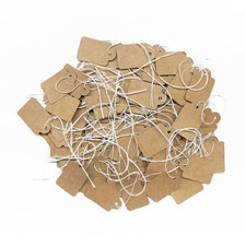 200Pcs Kraft Price Tags with String Attached, Marking 1.38" × 0.87", Brown 