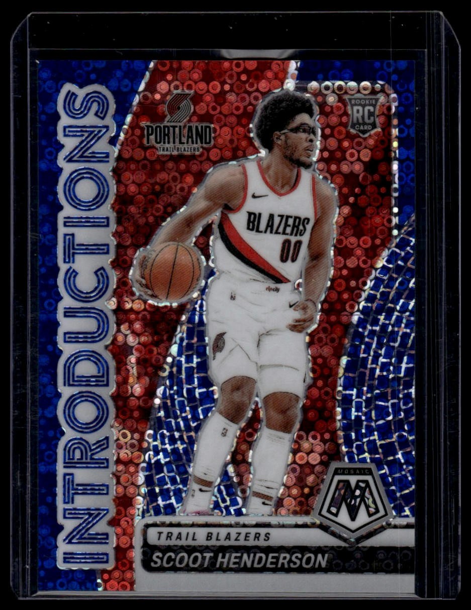 2023-24 Panini Mosaic #18 Scoot Henderson Introductions Fast Break Blue #/85