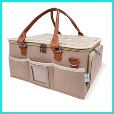 Baby Diaper Caddy Organizer with Lid, Multiple Compartments Baby Caddy, Water...