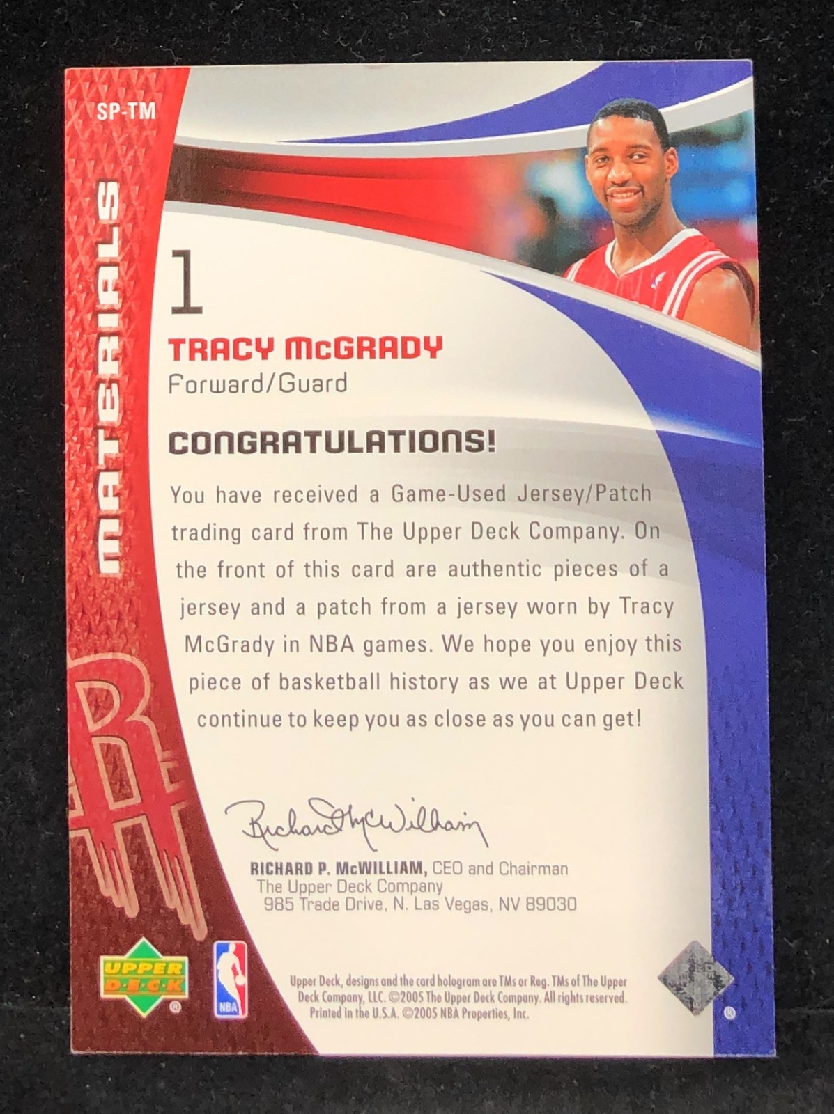 Tracy McGrady 2005-06 Upper Deck UD SP Game Used Materials Dual Patch Jersey /10 view 3