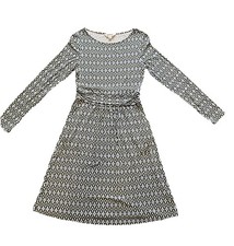 Boden Thea Boho Dress Womens 4 Green Blue Geometric Long Sleeve Jersey A-Line