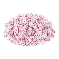 200Pcs Mini Dice, 8mm/0.31" Acrylic Game Dot Square Dice, White/Red