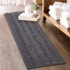 Grey Bath Rugs - Soft Large Bathroom Rugs 60" x 24" Farmhouse Floor Cover