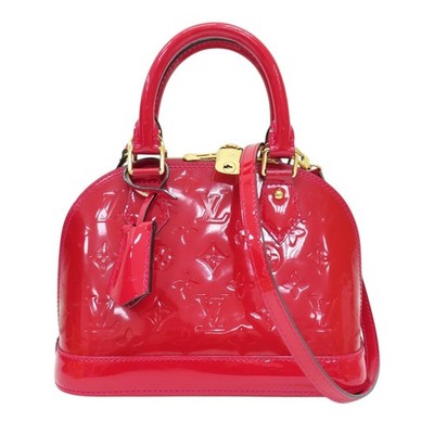 LOUIS VUITTON Alma BB Shoulder Handbag Monogram Vernis Red M91771