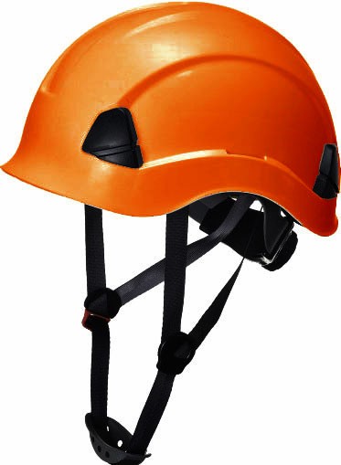 Casco de trabajo para trabajos en altura de 4 puntos - naranja sin visera