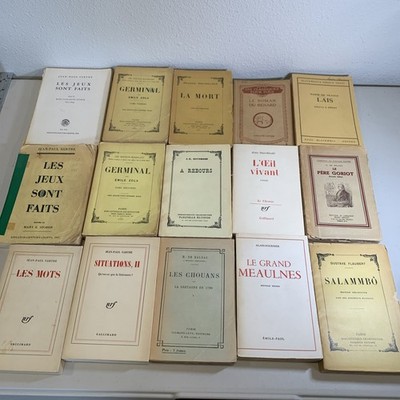Lot of 15 Vintage French Literature Books Sartre Zola Balzac Flaubert Gallimard