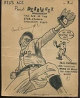 VINTAGE 1942 PAUL DERRINGER CINCINNATI REDS AUTOGRAPHED ORGINAL PENCIL SKETCH