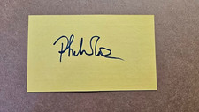 PHIL COLLINS SIGNED YELLOW 3x5 INDEX CARD AUTOGRAPH