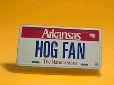 Vintage Hog Fan Booster License Plate University of Arkansas Go Hogs Sooie