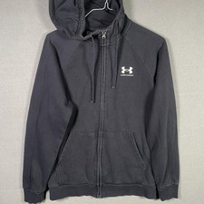 Under Armour Hoodie Mens Small Black Rival Fleece Full Zip Sweatshirt 1359028