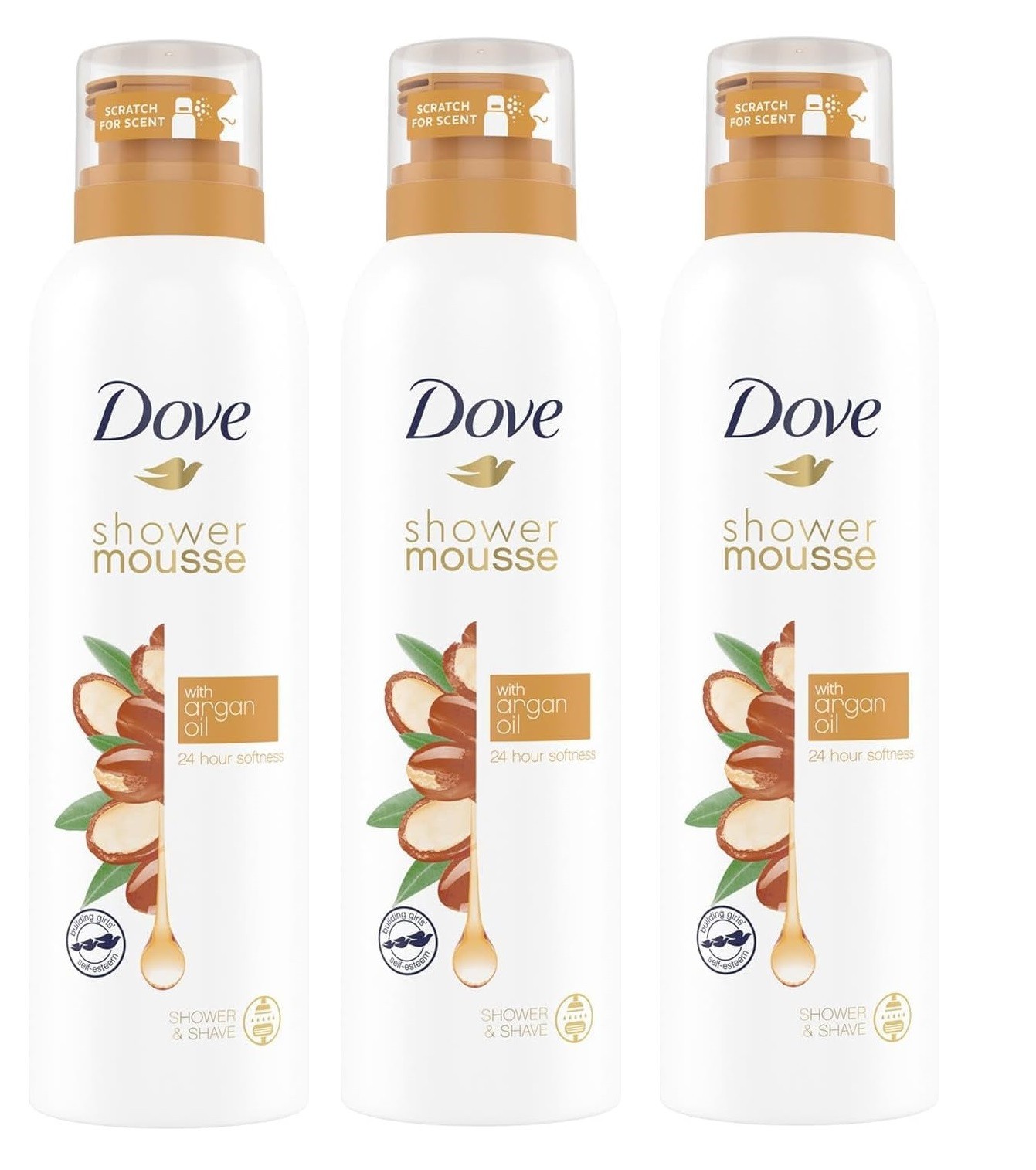 Dove Shower Mousse Argan Oil 200ml 3 Pack