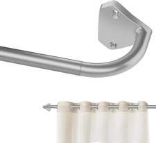 Silver Curtain Rods for Windows 28 to 60 inch, 5/8 inch Adjustable Wrap Around B